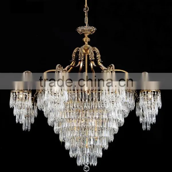 Rococo Style Crystal & Golden Brass Chandelier For Living Room Hotel Hall/ Elegant Crystal Chandelier Decorated Pendant Lamp photo-4