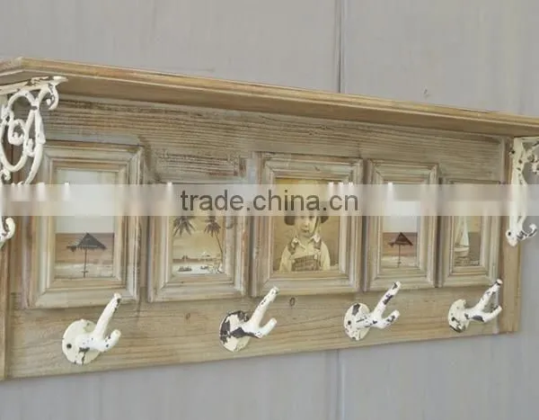 2016 Shabby Chic Wooden Shelf With Frames With Hooks photo-4