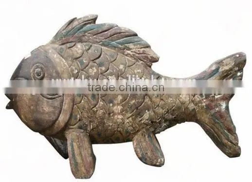 Antique Imitation Wooden Fish Sculpture Home Hotel Decoration Sculpture photo-2