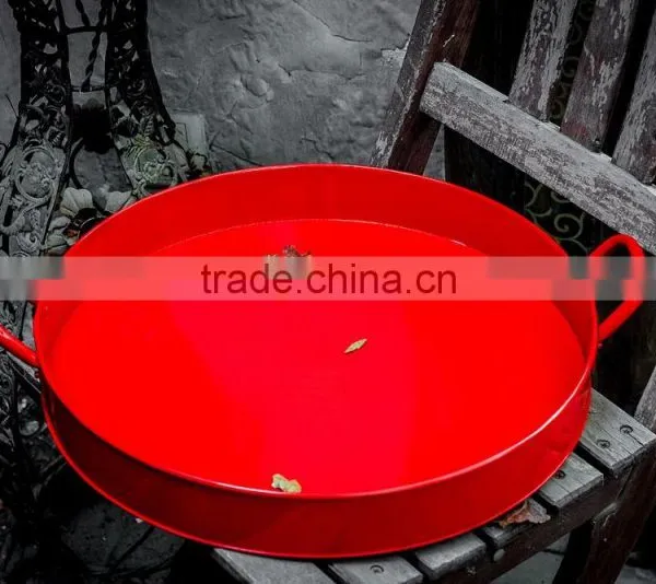 Fancy Round Colorful Printed Custom Metal Tin Dinner Plate Tin Tray Antislip Bar Serving Tin Trays photo-5