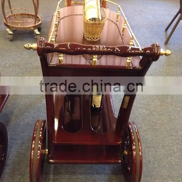 Luxury Wooden Wine and Liquor Cart Food Service Trolley C-32 photo-4