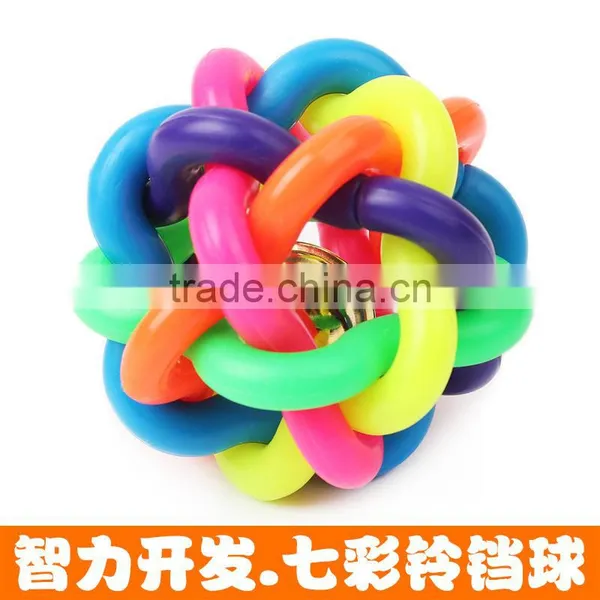 Hot Selling Pet Color Sounding Toy Ball Colorful Bell Knitting Ball 9.5cm Large Puzzle Toys photo-3