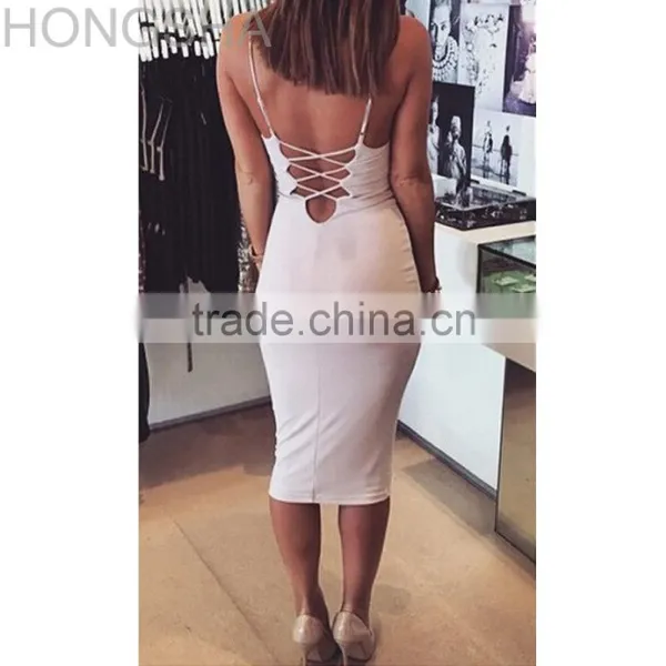 Sexy Bodycon Club Dress 2015 Black Lace-up Back Halter Bandage Dress HSD1418 photo-4