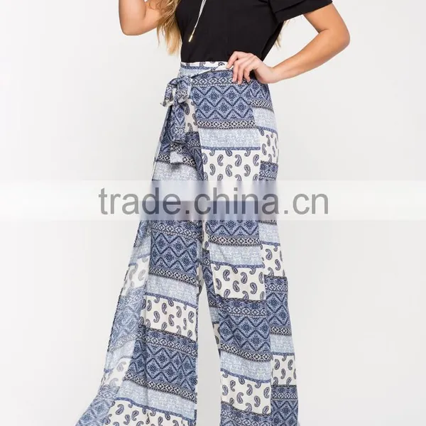 Wrap Floral Print Boho Pant New Style Latest Coat Pant Designs photo-4