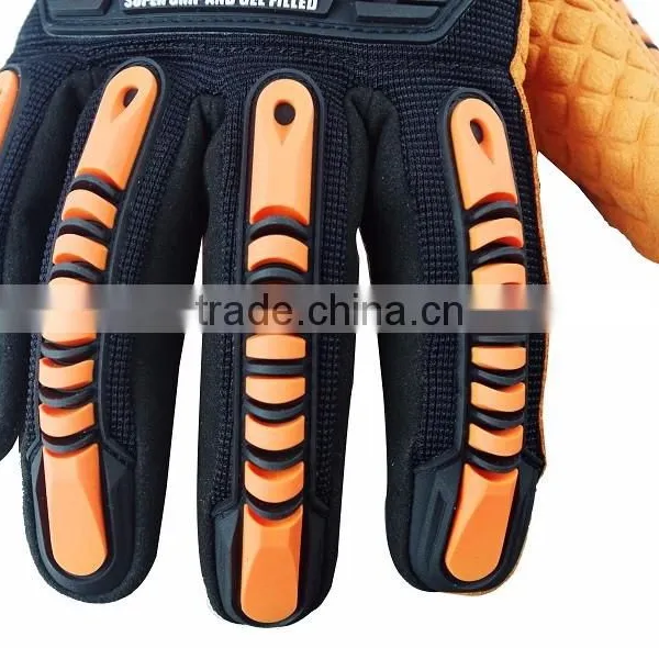 CE 4131 Heat Resistant GEL Padded Oil Channel Anti Slip Shock Absorption Oil and Gas Impact Resistant Safety Gloves photo-4