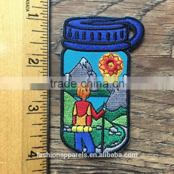 Custom High Quality Embroidered Cartoon Cup Patch for Clothes Embroidery Patch Made in China Choose Size/color photo-5