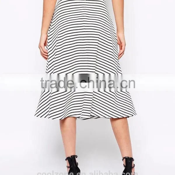 Hot Selling New Look Stripe Midi Skirt Wholesale Lady Skirt 2016 photo-3