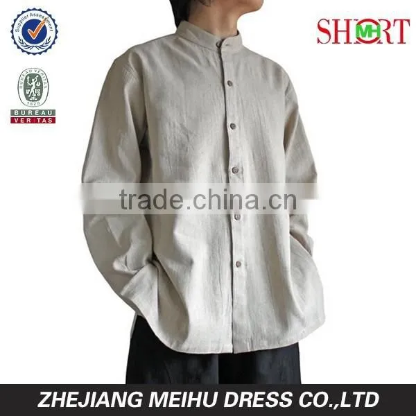 Unisex Men's Hemp Banded Collar Shirt photo-3