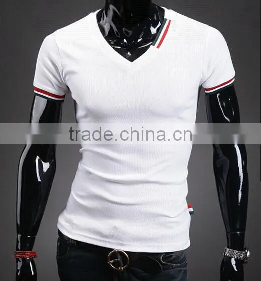 Wholesale Fashion Casual V Neck Men Tshirt Made in China photo-3