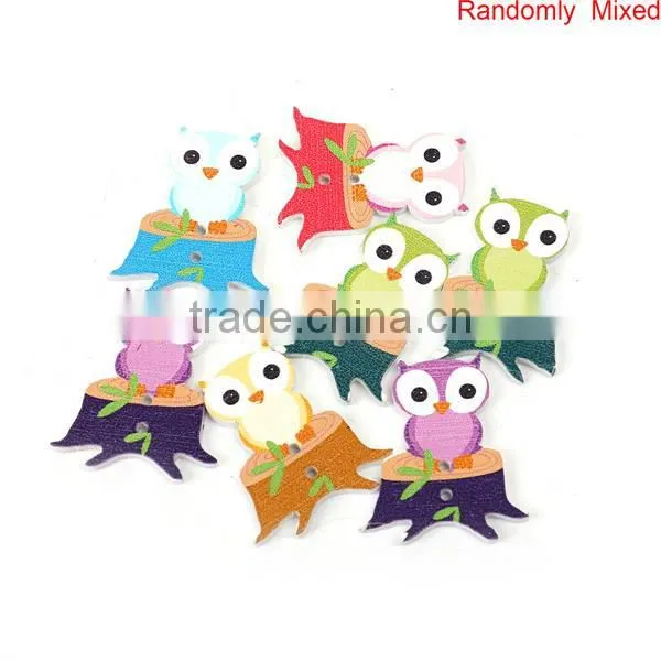 2 Holes Owl Animal At Random Owl Animal Button photo-3