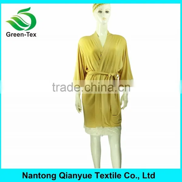 Wholesale Sleeping Soft Modal Robes With Trim Lace photo-6
