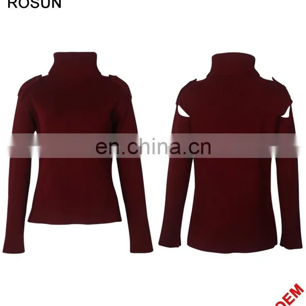 Winter Turtleneck Buttons on Shoulder Pullover Cashmere Sweater photo-3
