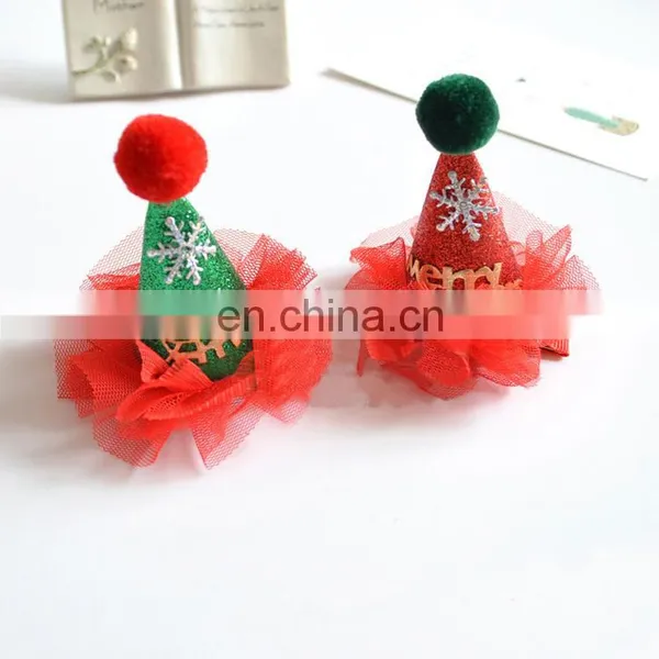 Good Quality Christmas Gifts Cute Cartoon Christmas Hats Shape Hair Pin photo-2
