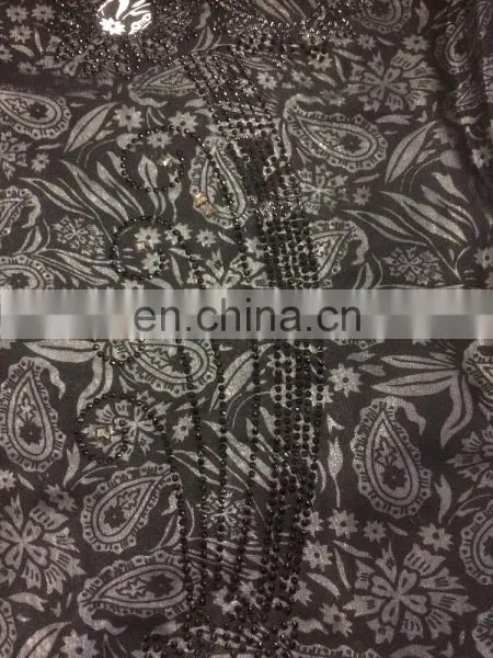 Women's Black Color Burkha With Diamond Stone Work & Printed Satin / Embroidery Work Islamic Style Burkha photo-3