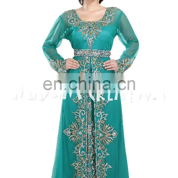 Luxury Golden And Silver Embroidery Beaded Moroccan Takchita Party Wear photo-4