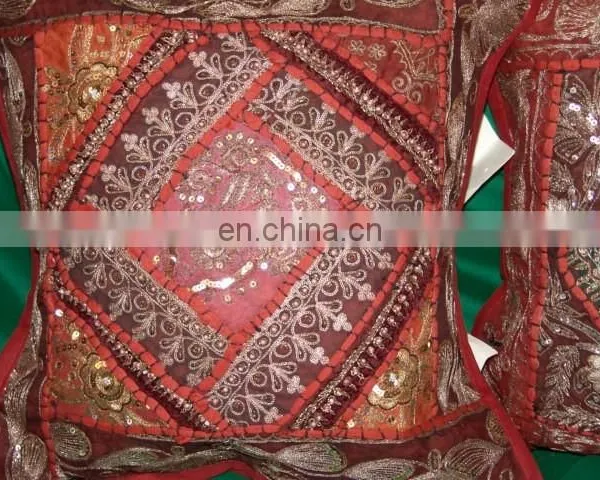 Sequins Patches Cushion Cover,Khambria Cushion Cover, Chikan Work Cushion Cover photo-4