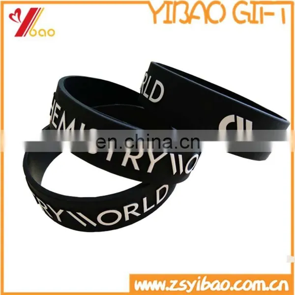 2017 Custom Cheap Debossed / Embossed / Print Fashion Sport Black Silicone Bracelets photo-3