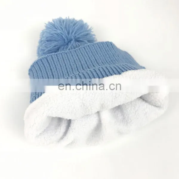Good Quality Custom Plain Cuff Knitted Beanie,Pom Pom Beanie Hat photo-5