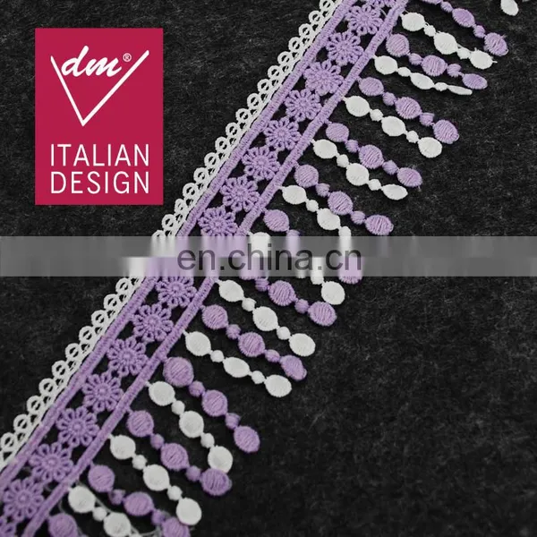 New fancy embroidery polyester lace trim lollipop lace fringe trim for garment