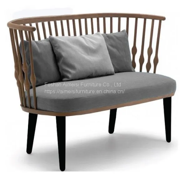 Modern Luxury Living Room Fabric Wooden Two Seat Sofa photo-4