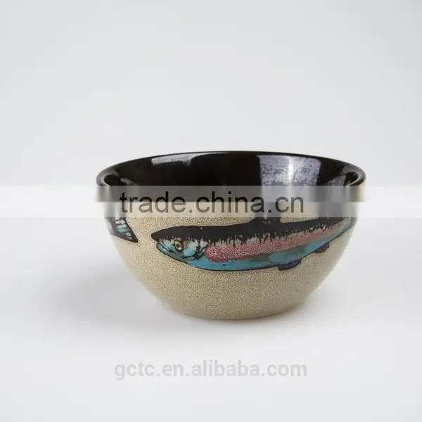 16-piece Reactive Glaze Stoneware Dinnerware Set With American Sea World Hand Printing photo-4