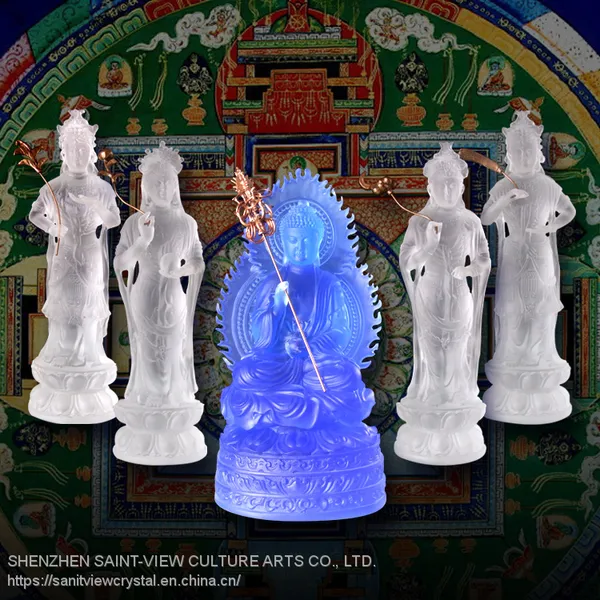 SAINT-VIEW Art Crystal Liuli Medicine Mandala Buddha Full Set for Buddhism Temple Religious photo-3