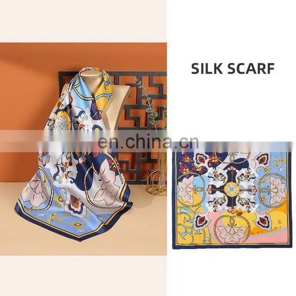 Luxury Vintage Unique Pattern Custom Square 100% Natural Silk Scarves For Women photo-5