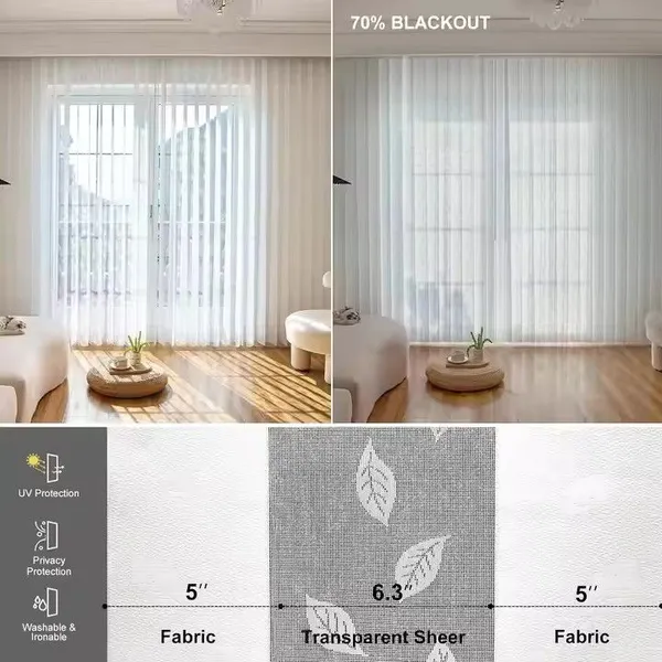 Luxury Persianas Y Cortinas Blackout Smart Motorised Motor Door Windows Vertical Sheer Blinds Shade photo-2