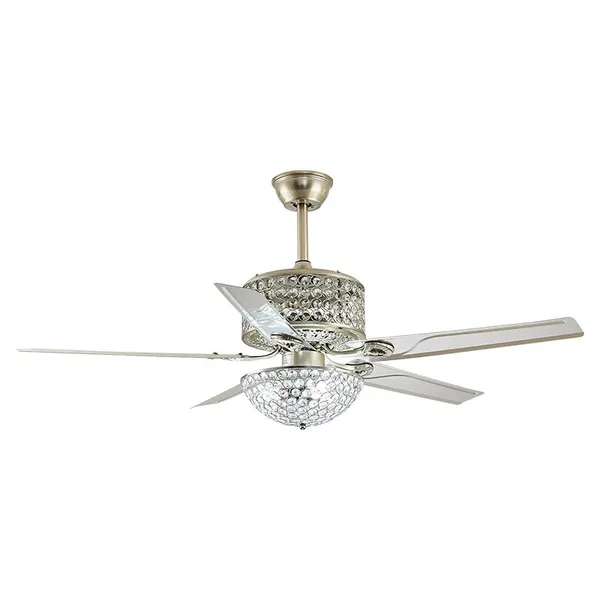 LED Light Silver Ceiling Fan Elegant Iron Blades Ceiling Fan With LED Light and Remote Control