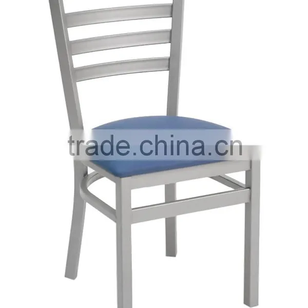 Hot Sale High Back Metal Leather Imitated Wooden Restaurant Ladder Back Chair in Dining Chairs photo-2