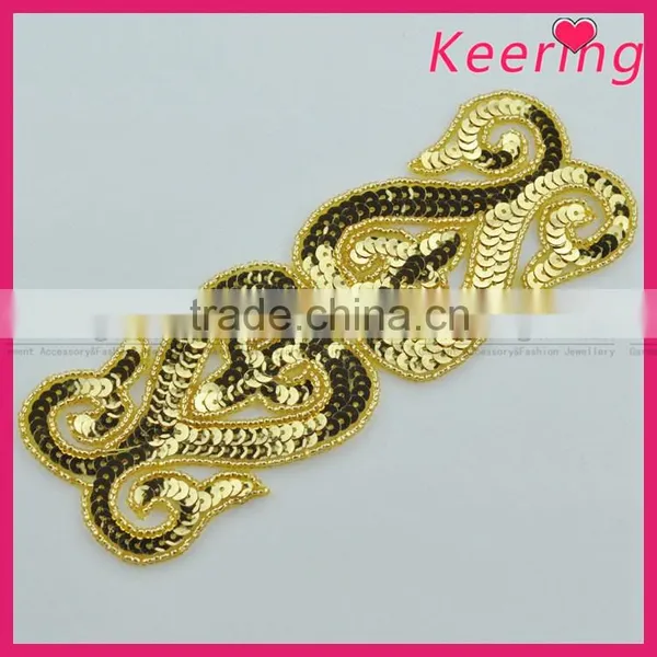 Sew on Dress Fashion Gold Sequin Appliques Wholesale WRAB-002 photo-5