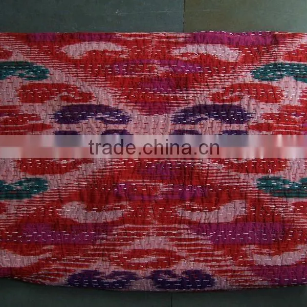 We at Chirag Enterprises Presents Ikat Print Handmade Kantha Quilts Throws Rugs Bedspreads Cushions Pillows