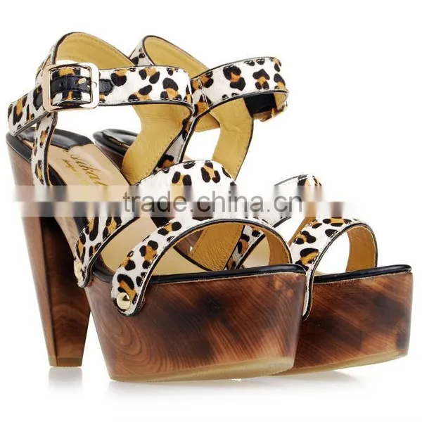 Women Models Horse Hair Wedged Designers Girls Block Heel Sandals photo-2