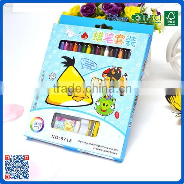 2016 Wholesale 18 Colors Crayons Set With Eraser and Sharpener Into Box Customized Logo Printed Crayons photo-4
