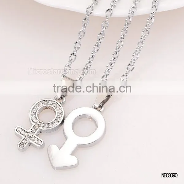 I Love You Key Split Heart Silver Plated Couple Love Necklace photo-6