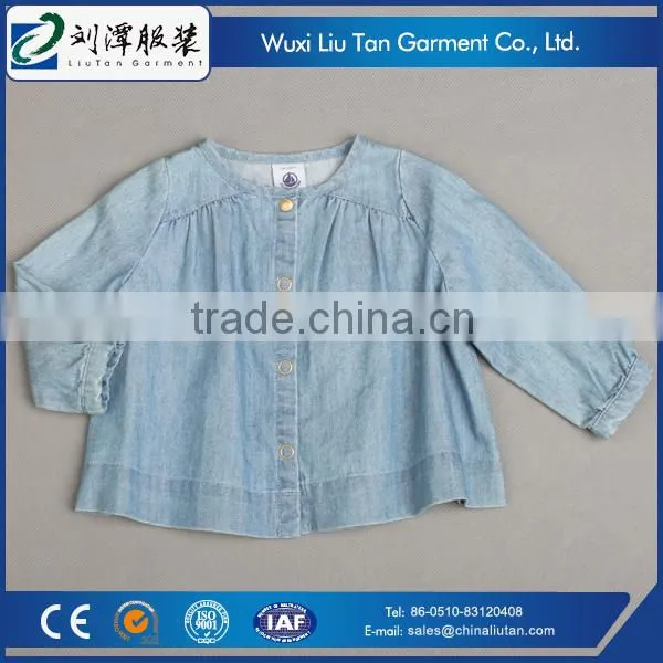 Smocking Yoke Short Style Fancy Kids Girls Shirt photo-2