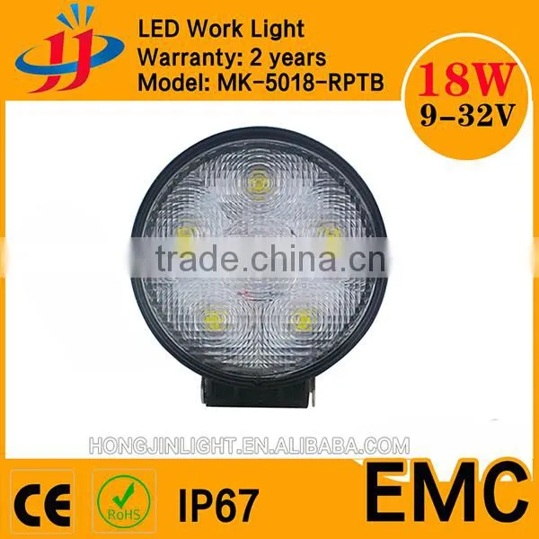 Round Shape 18w Led Work Light With Super Bright IP67