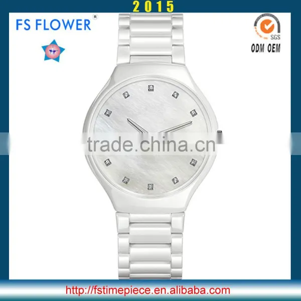 FS FLOWER - Stone Surface Black Ceramic Wrist Watch For Women Gifts photo-3