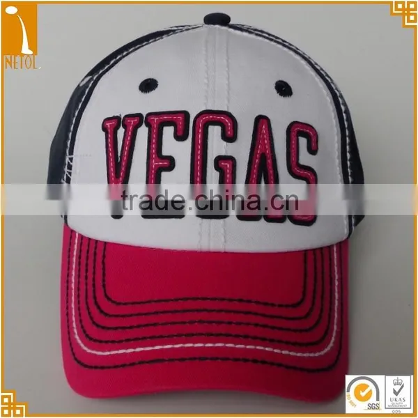 Adult Age Group 6 Panels Structured Applique Embroidery Washed Adjustable Caps photo-2