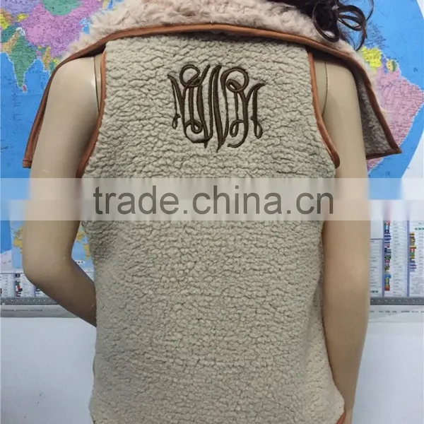 Ladies Fur Leather Trim Monogram Fur Vest photo-4