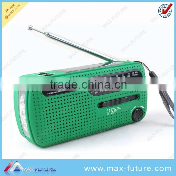 2014 new style dynamo solar powered radio with speaker and 3 super-bright led torch