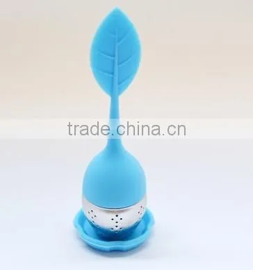 Cute Different Colours Silicone Leaf Handle Tea Infuser photo-3