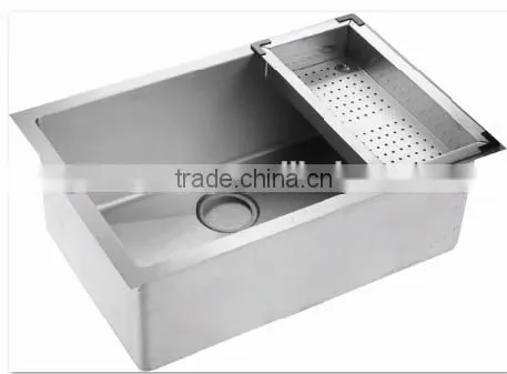 Apron Single Bowl Stainless Steel Hand Made Kitchen Sink With Drain Basket GR-3021SR photo-3