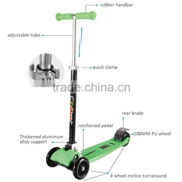 ISCOOTER Four Wheel Foldable Handbar Adjustable Height Kids China Scooter photo-3