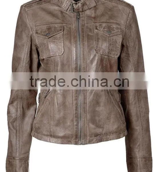 Ladies Fashion Leather Jacket 2016 Top Sale Deisgn