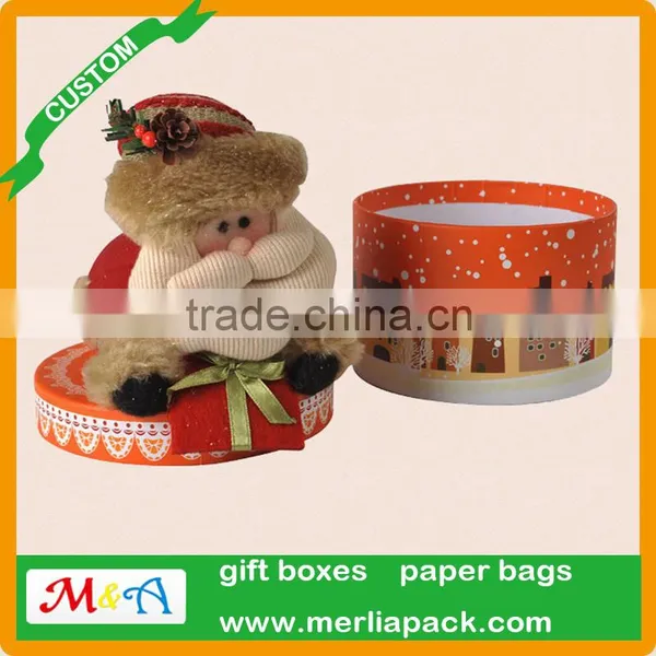 Chic Round Christmas Dolls Gift Box Craft Kids Cake Hat Paper Snowflake Boxes photo-3
