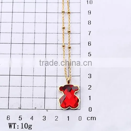 Guangzhou Biggest Wholesale Fashionable Gold Long Chain Red Crystal Necklace With Bear Pendant photo-6