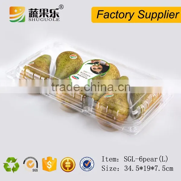 Eco-friendly Disposable Clear Plastic Pear Fruit Clamshell Packaging Box photo-2