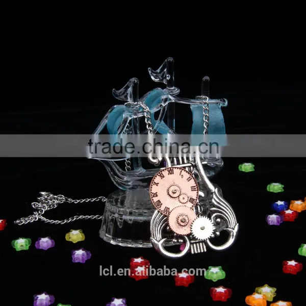 2015 Yiwu Fashion Jewelry Hot Sale Pop Steampunk Necklace Gear Steam Watch Pendant Statement Necklace Hiphop photo-3