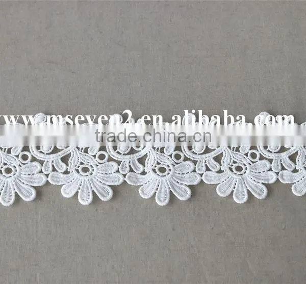 Good Price Water Solouble Lace Flower Trim With 6cm in White Polyester Embroidery Lace for Dress photo-2